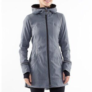 Lululemon Apres Run Anorak Hooded Jacket Black Deep Coal Herringbone Size 6